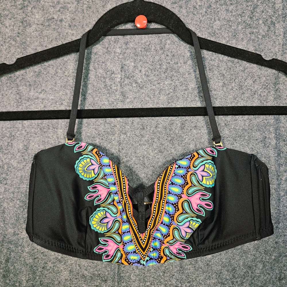 Trina Turk Womens Paisley V-Neck Halter Bandeau Swim Sz 6